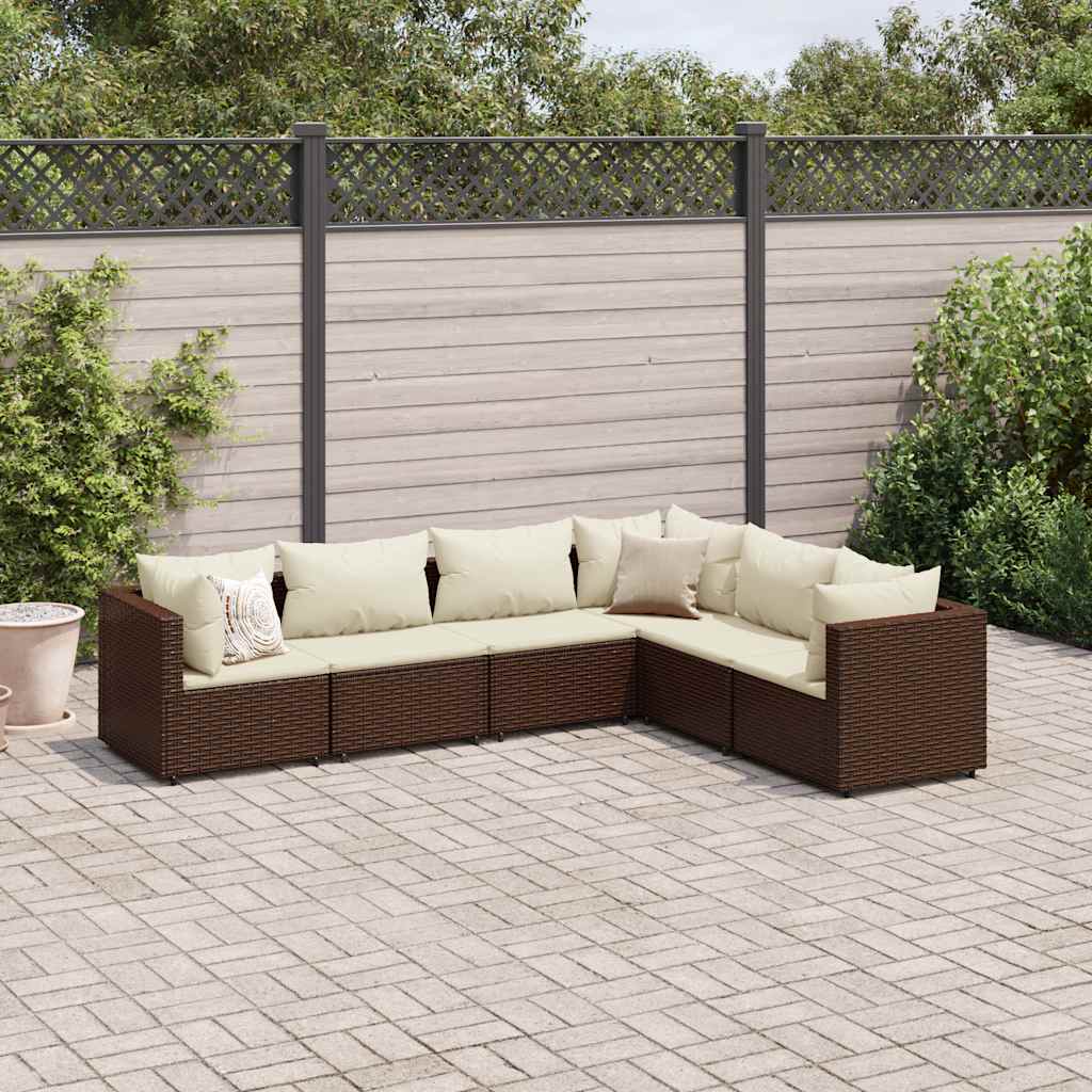 7-Tlg. Garten-Lounge-Set Mit Kissen Schwarz Poly Rattan
