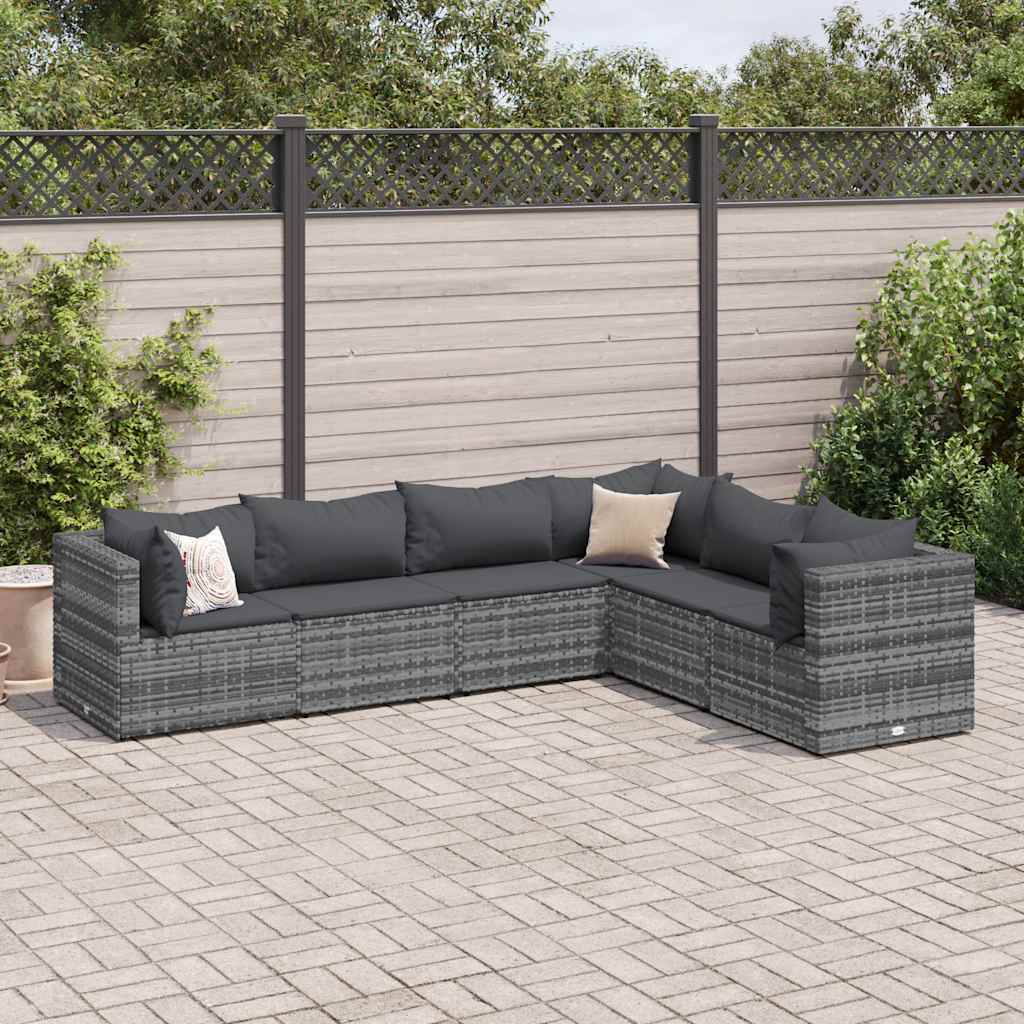 7-Tlg. Garten-Lounge-Set Mit Kissen Schwarz Poly Rattan