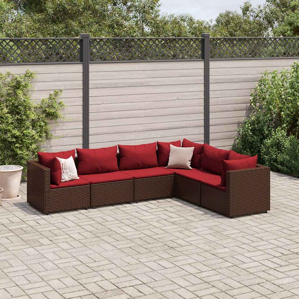 7-Tlg. Garten-Lounge-Set Mit Kissen Schwarz Poly Rattan