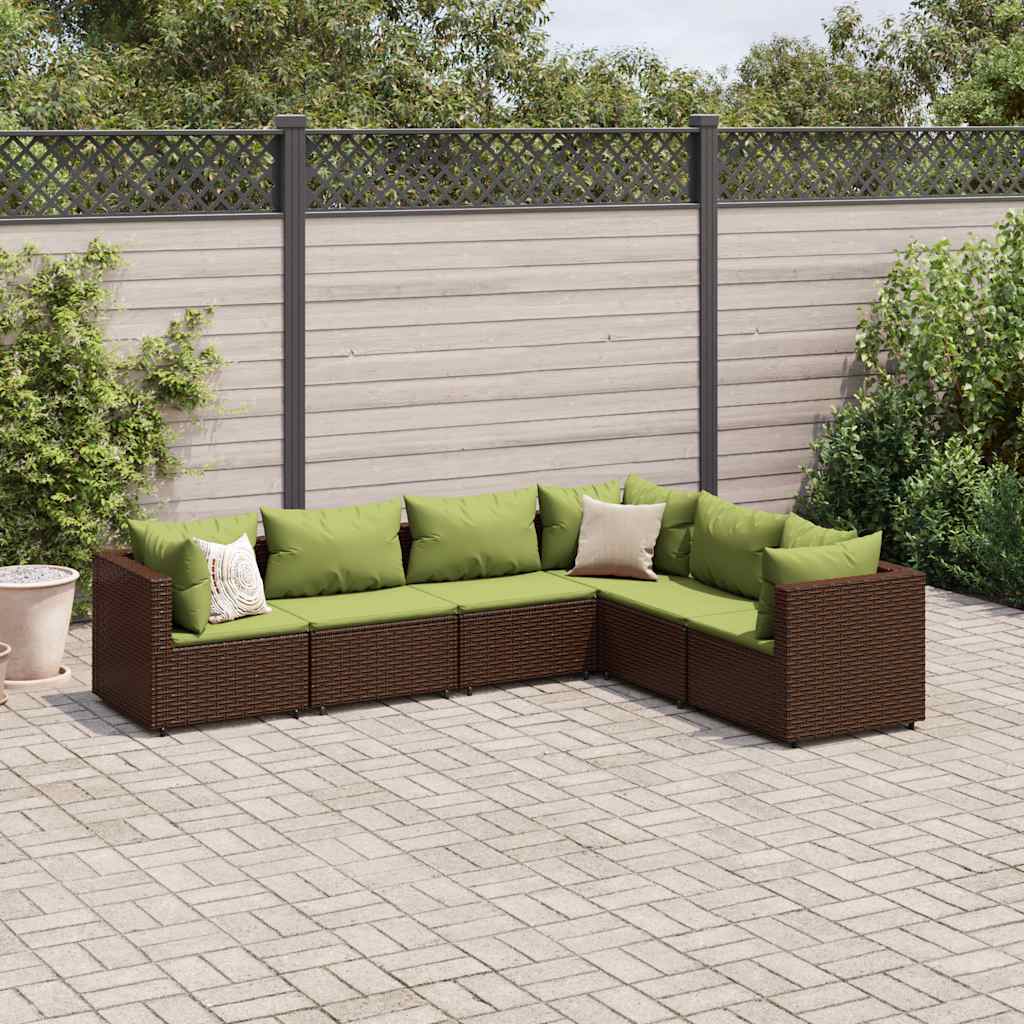 7-Tlg. Garten-Lounge-Set Mit Kissen Schwarz Poly Rattan