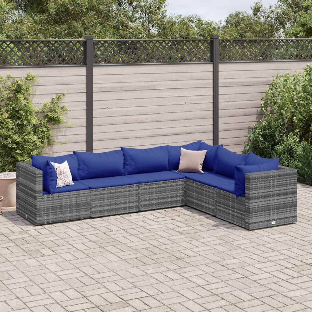7-Tlg. Garten-Lounge-Set Mit Kissen Schwarz Poly Rattan