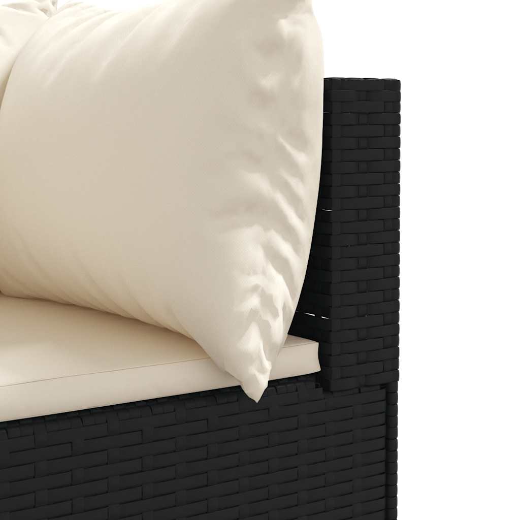 7-Tlg. Garten-Lounge-Set Mit Kissen Schwarz Poly Rattan