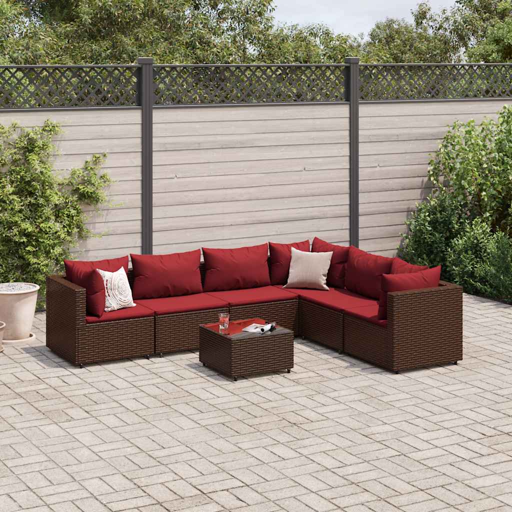 7-Tlg. Garten-Lounge-Set Mit Kissen Schwarz Poly Rattan