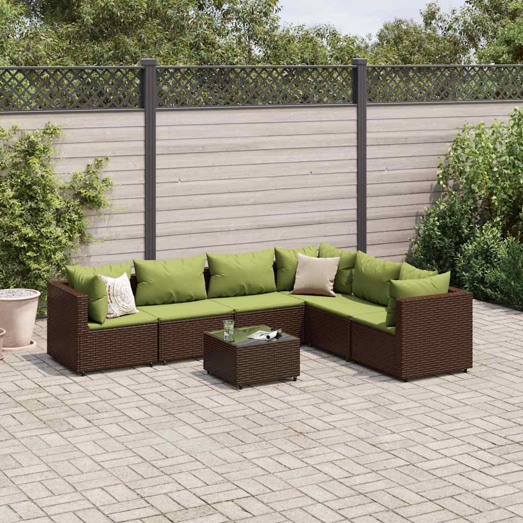 7-Tlg. Garten-Lounge-Set Mit Kissen Schwarz Poly Rattan