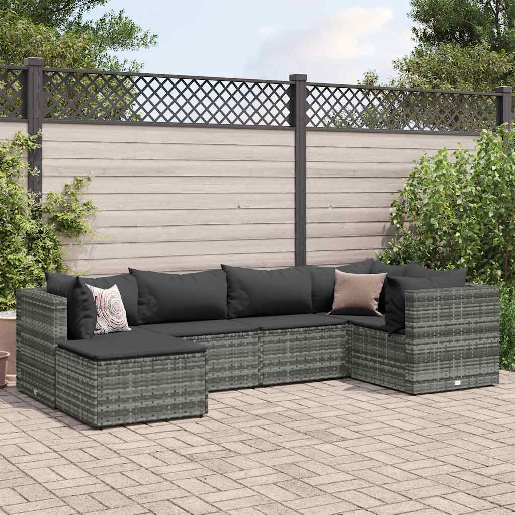 8-Tlg. Garten-Lounge-Set Mit Kissen Schwarz Poly Rattan