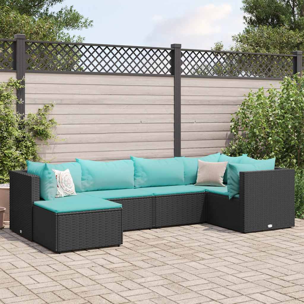 8-Tlg. Garten-Lounge-Set Mit Kissen Schwarz Poly Rattan