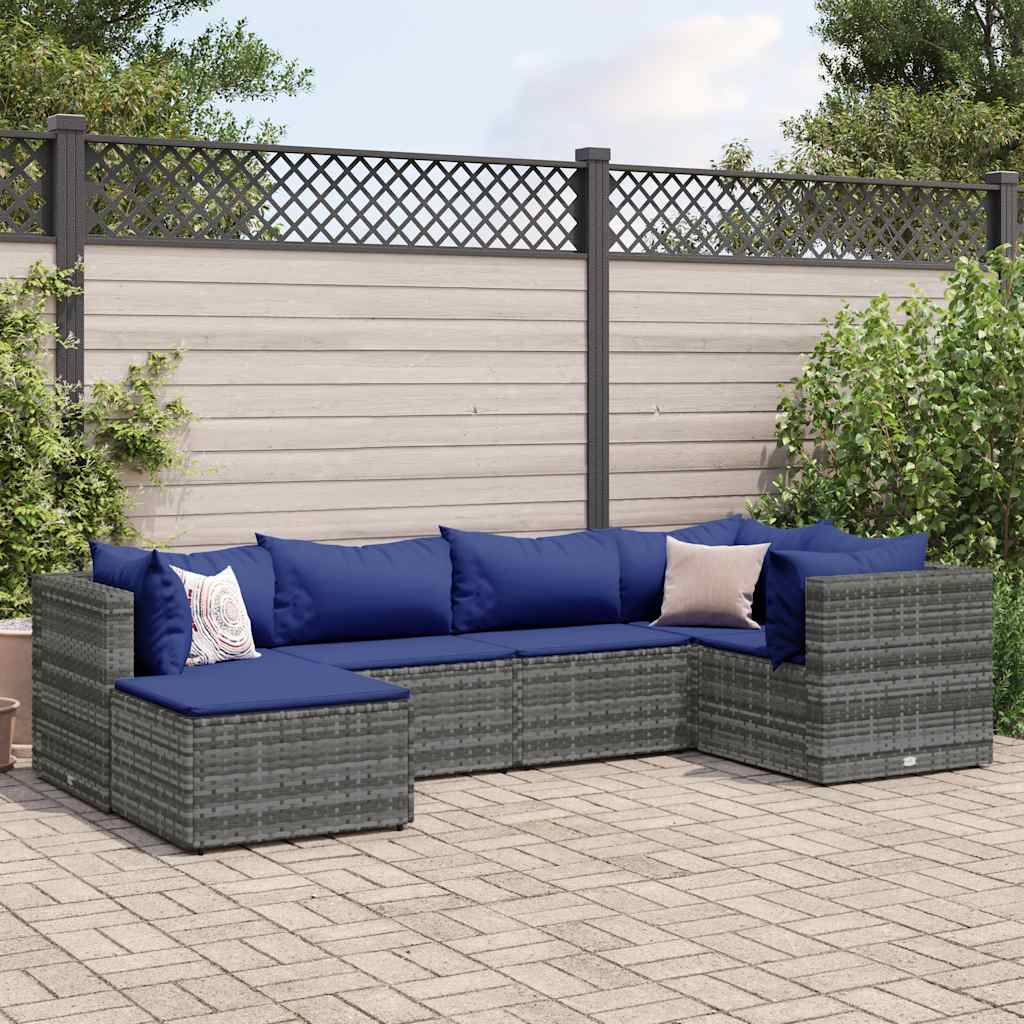 8-Tlg. Garten-Lounge-Set Mit Kissen Schwarz Poly Rattan