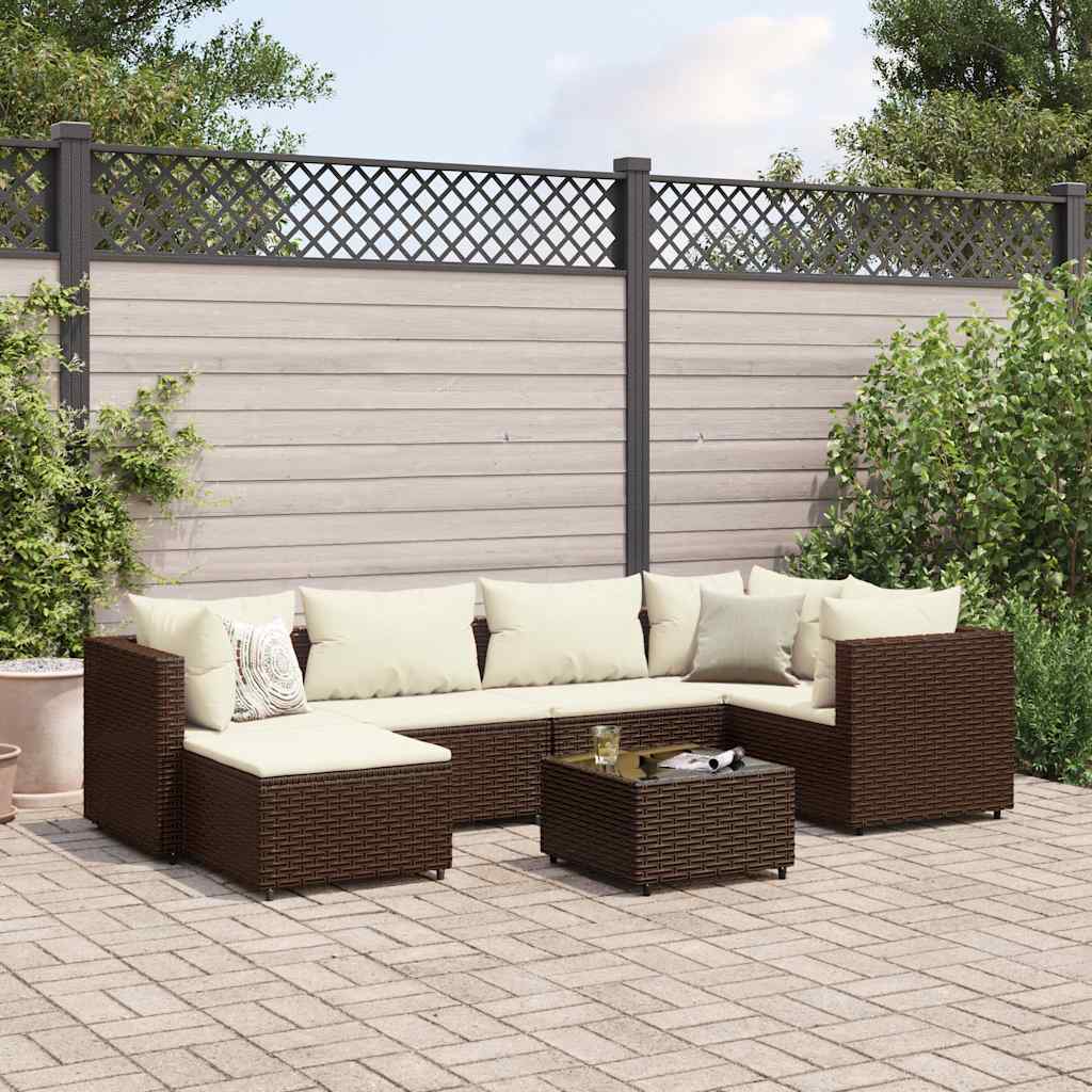 8-Tlg. Garten-Lounge-Set Mit Kissen Schwarz Poly Rattan