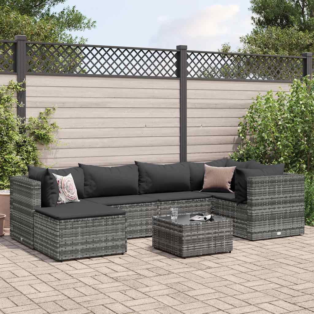 8-Tlg. Garten-Lounge-Set Mit Kissen Schwarz Poly Rattan