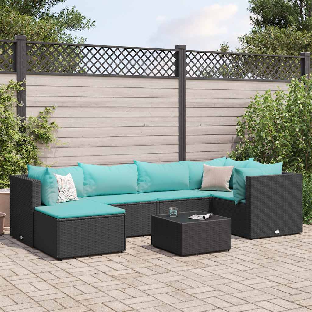 8-Tlg. Garten-Lounge-Set Mit Kissen Schwarz Poly Rattan