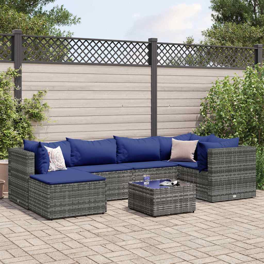 8-Tlg. Garten-Lounge-Set Mit Kissen Schwarz Poly Rattan