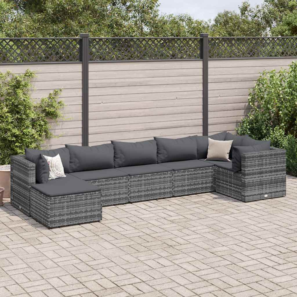 8-Tlg. Garten-Lounge-Set Mit Kissen Schwarz Poly Rattan