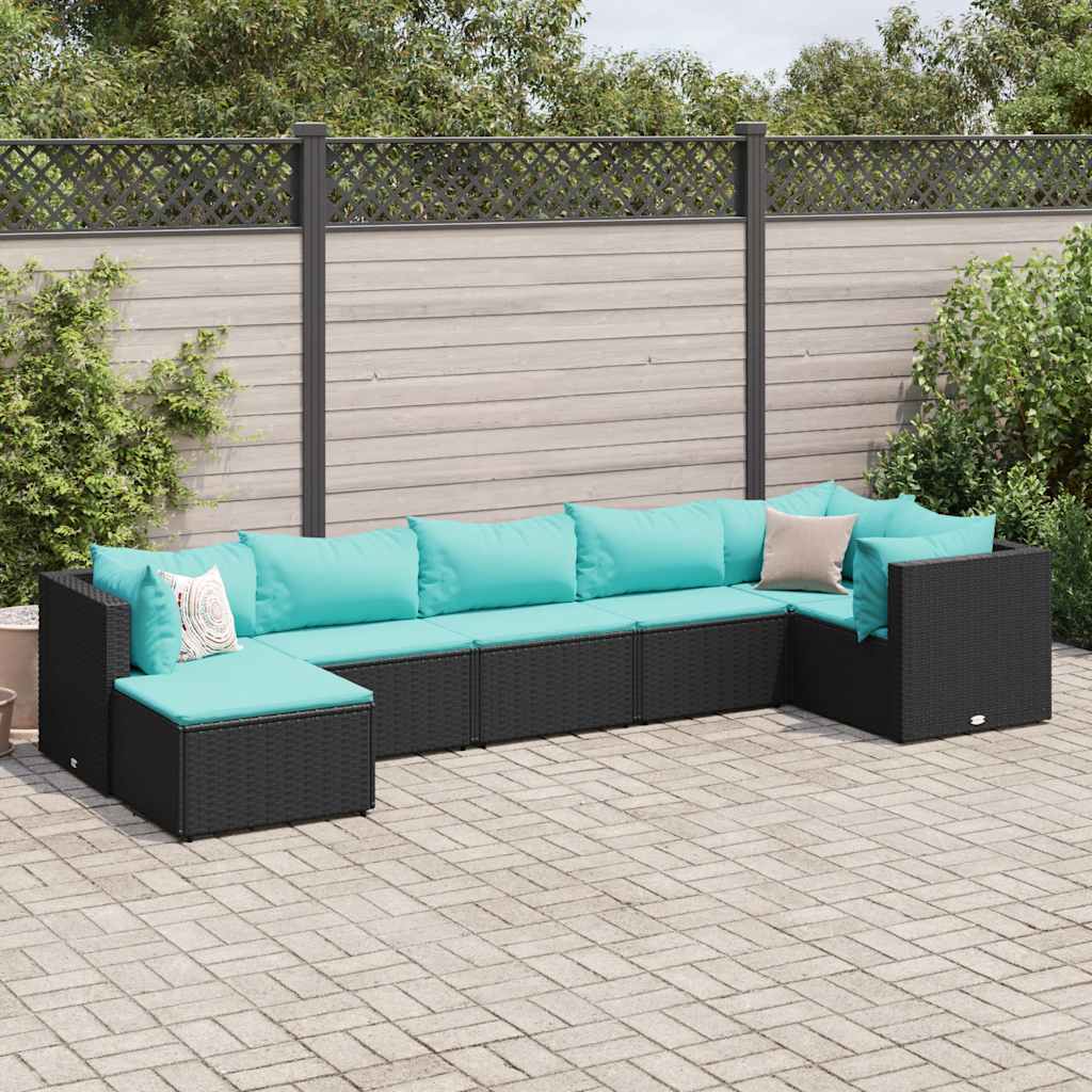 8-Tlg. Garten-Lounge-Set Mit Kissen Schwarz Poly Rattan