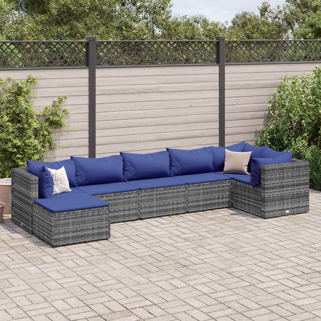 8-Tlg. Garten-Lounge-Set Mit Kissen Schwarz Poly Rattan