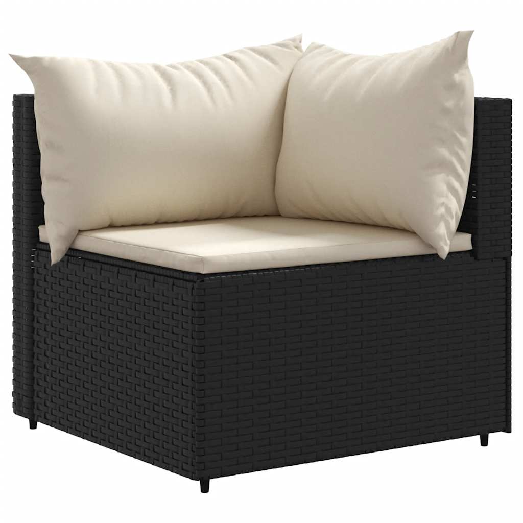 8-Tlg. Garten-Lounge-Set Mit Kissen Schwarz Poly Rattan