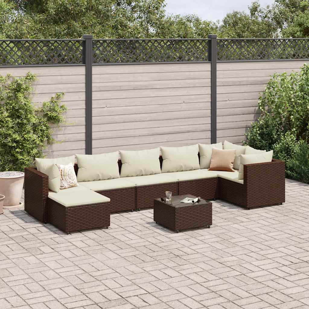 8-Tlg. Garten-Lounge-Set Mit Kissen Schwarz Poly Rattan