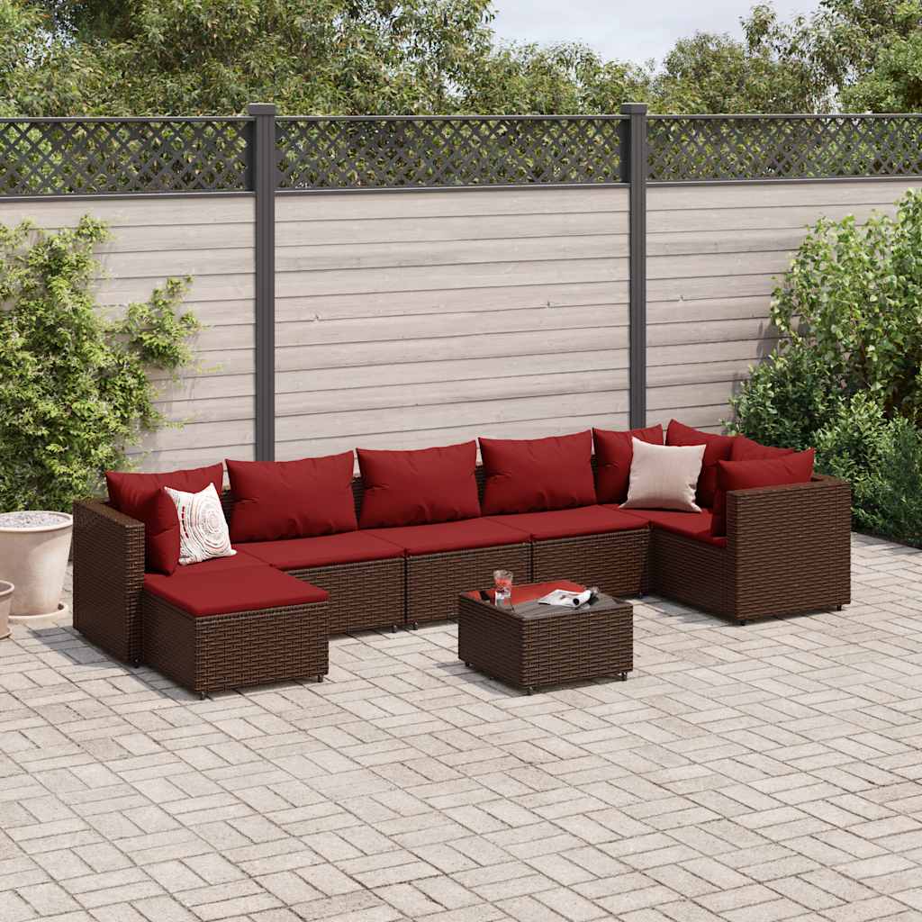 8-Tlg. Garten-Lounge-Set Mit Kissen Schwarz Poly Rattan