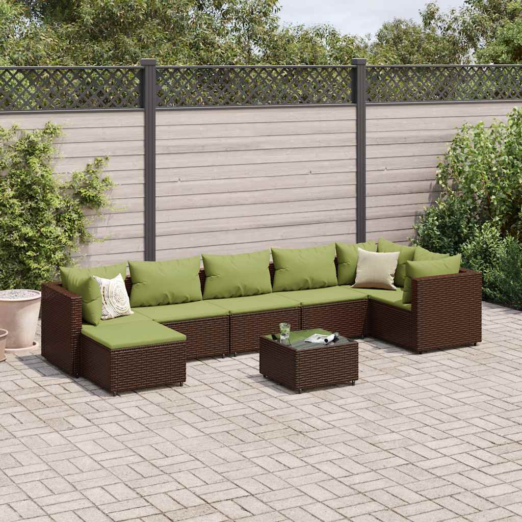 8-Tlg. Garten-Lounge-Set Mit Kissen Schwarz Poly Rattan