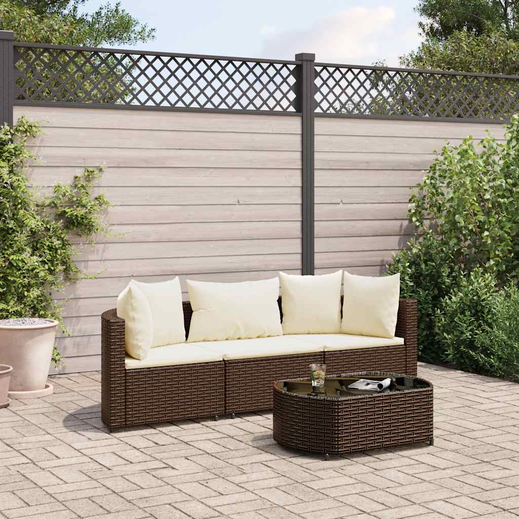 5-Tlg. Garten-Sofagarnitur Mit Kissen Braun Poly Rattan