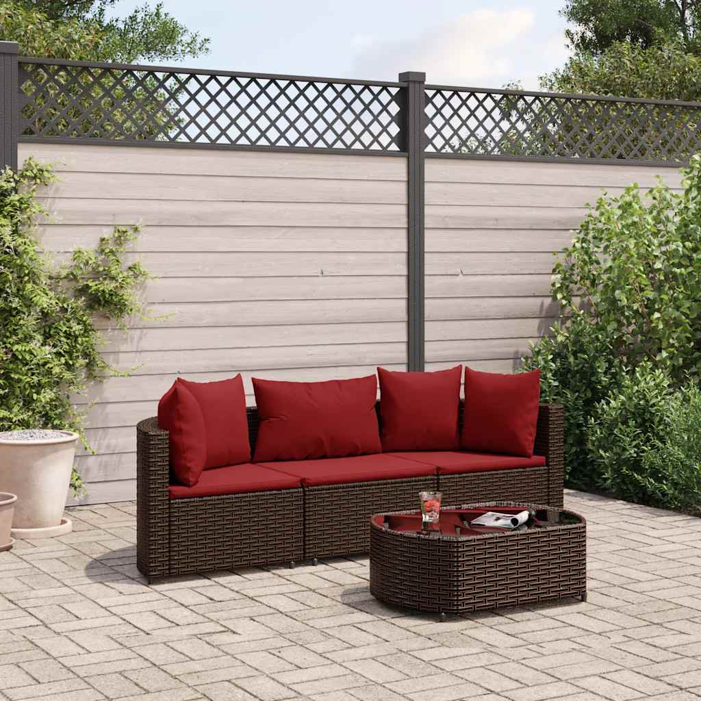 5-Tlg. Garten-Sofagarnitur Mit Kissen Braun Poly Rattan