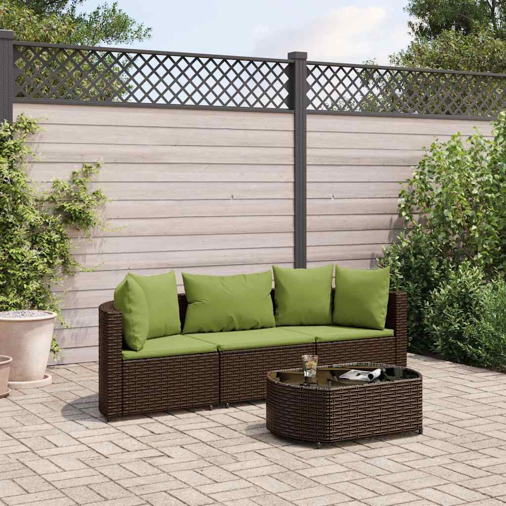 5-Tlg. Garten-Sofagarnitur Mit Kissen Braun Poly Rattan