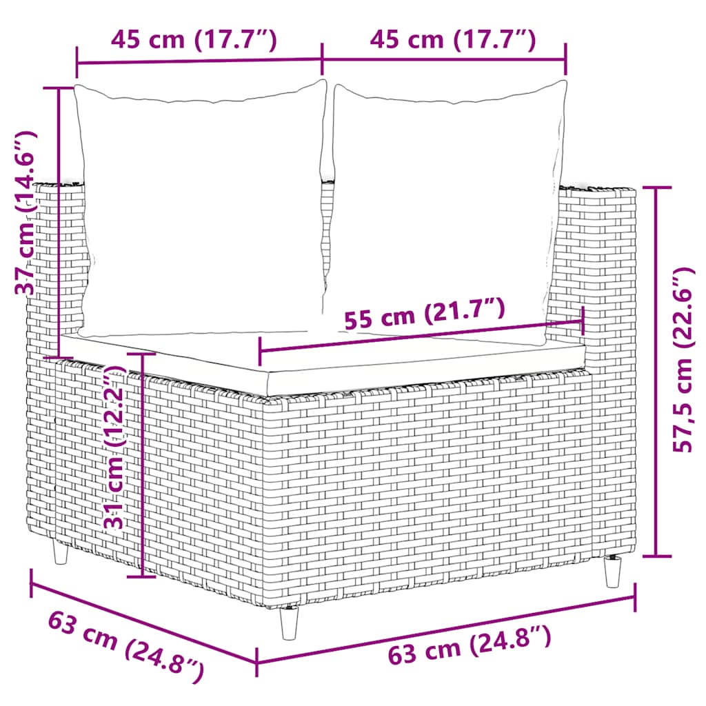 5-Tlg. Garten-Sofagarnitur Mit Kissen Braun Poly Rattan