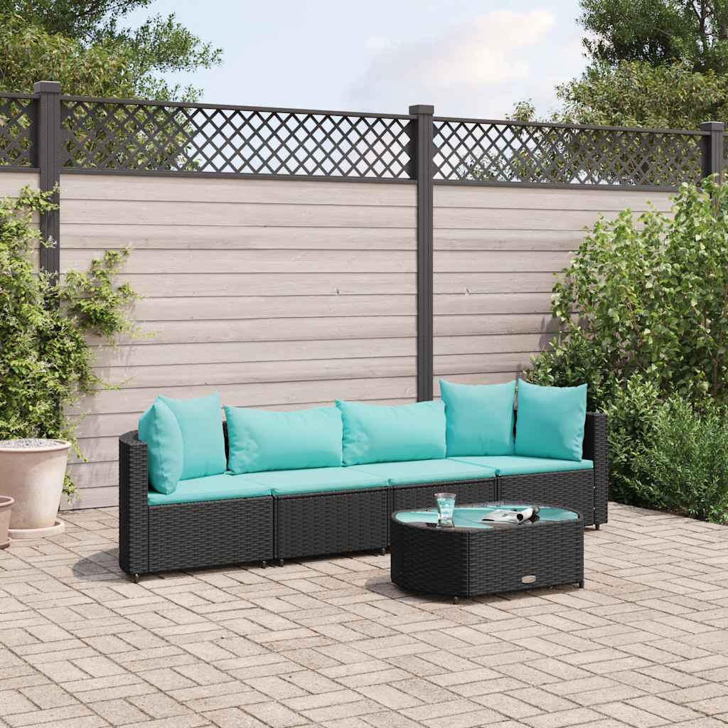 5-Tlg. Garten-Sofagarnitur Mit Kissen Braun Poly Rattan