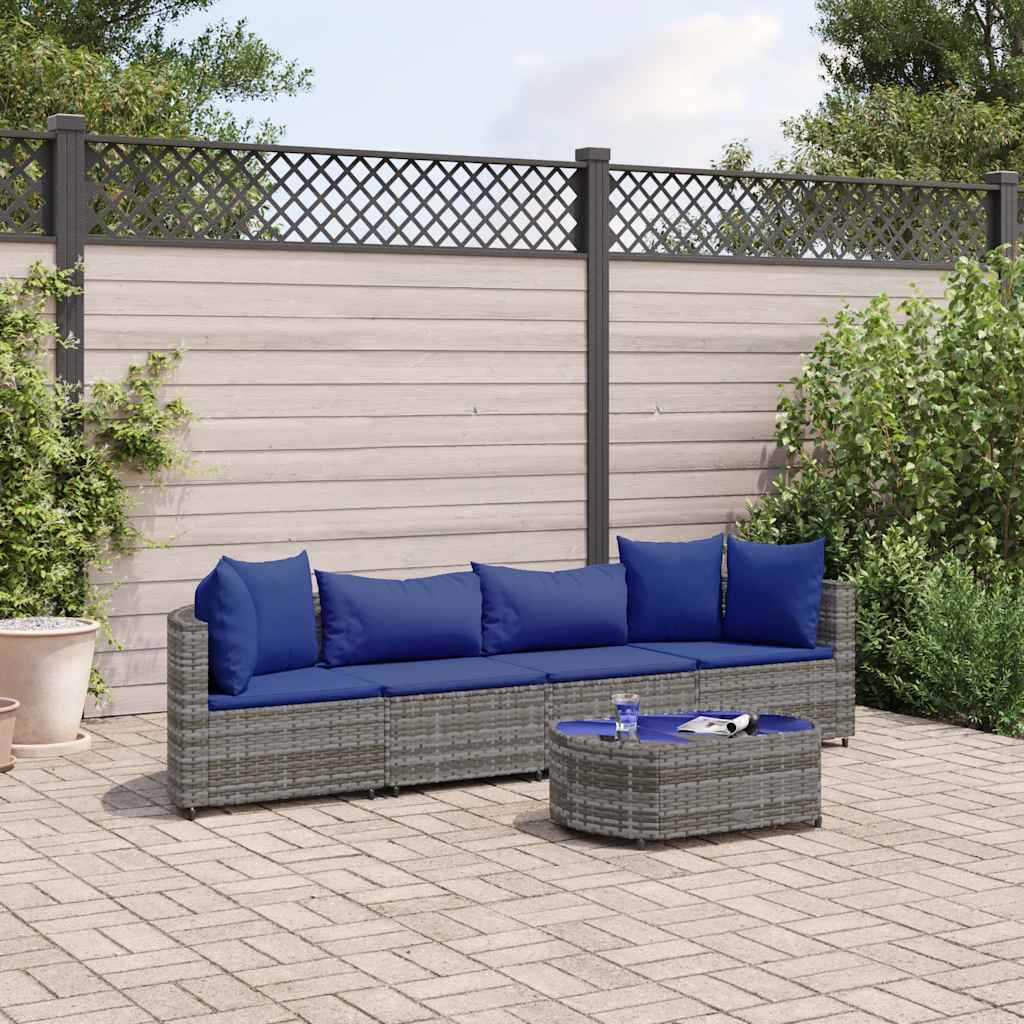 5-Tlg. Garten-Sofagarnitur Mit Kissen Braun Poly Rattan