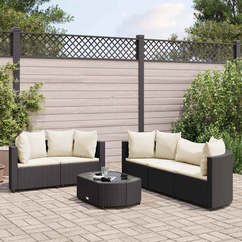 6-Tlg. Garten-Sofagarnitur Mit Kissen Braun Poly Rattan