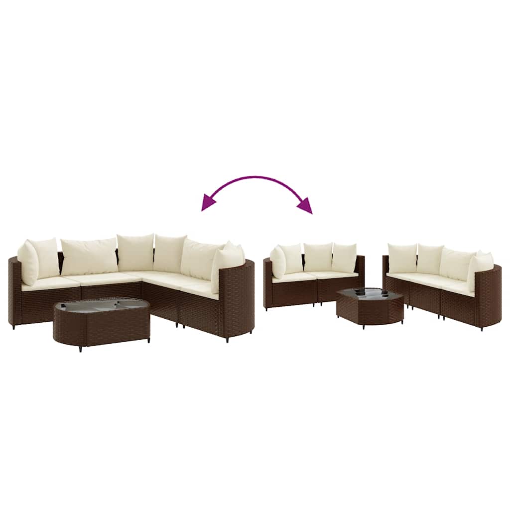 6-Tlg. Garten-Sofagarnitur Mit Kissen Braun Poly Rattan