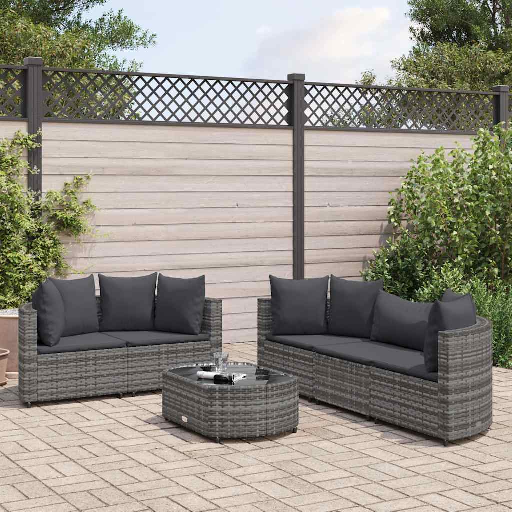 6-Tlg. Garten-Sofagarnitur Mit Kissen Braun Poly Rattan