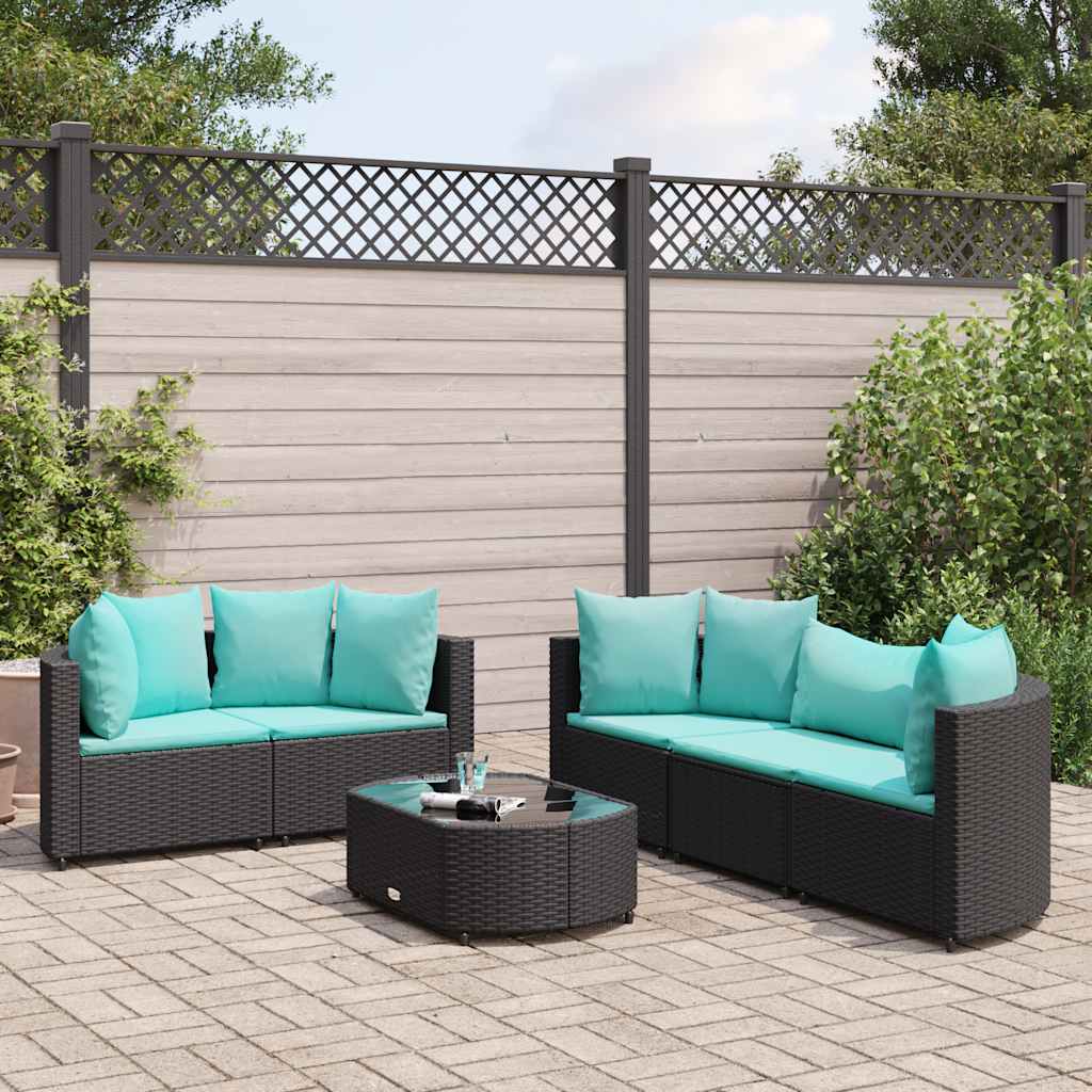 6-Tlg. Garten-Sofagarnitur Mit Kissen Braun Poly Rattan