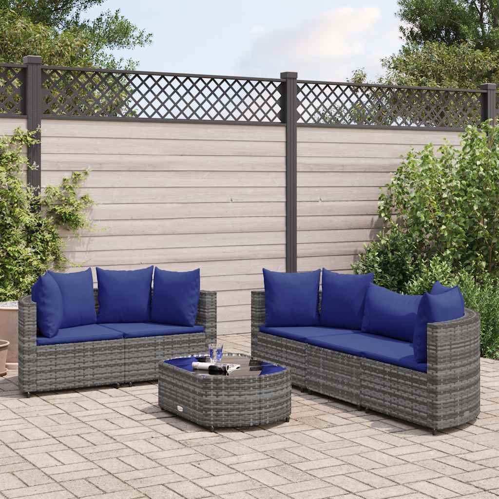 6-Tlg. Garten-Sofagarnitur Mit Kissen Braun Poly Rattan