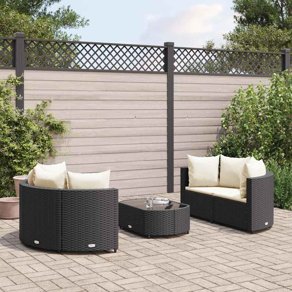 5-Tlg. Garten-Sofagarnitur Mit Kissen Braun Poly Rattan