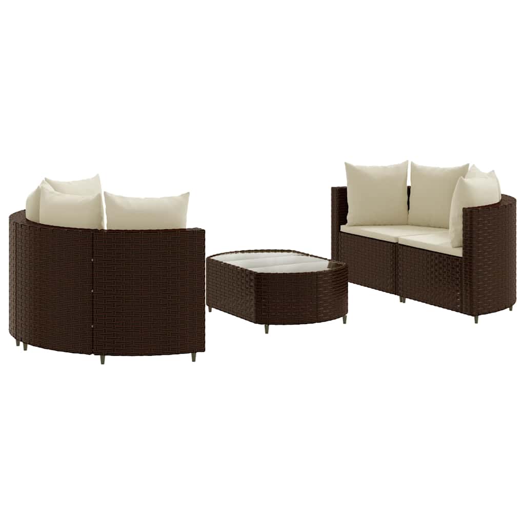 5-Tlg. Garten-Sofagarnitur Mit Kissen Braun Poly Rattan