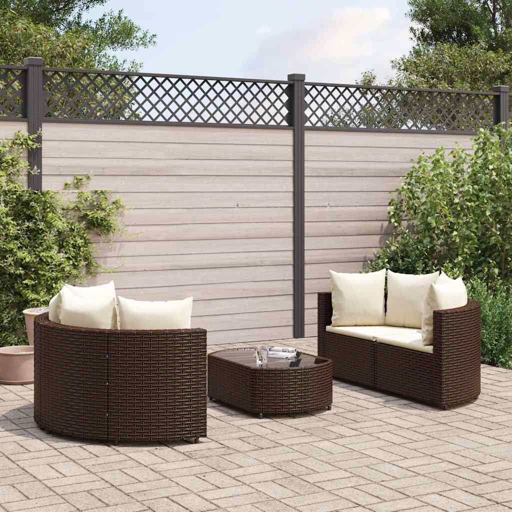 5-Tlg. Garten-Sofagarnitur Mit Kissen Braun Poly Rattan