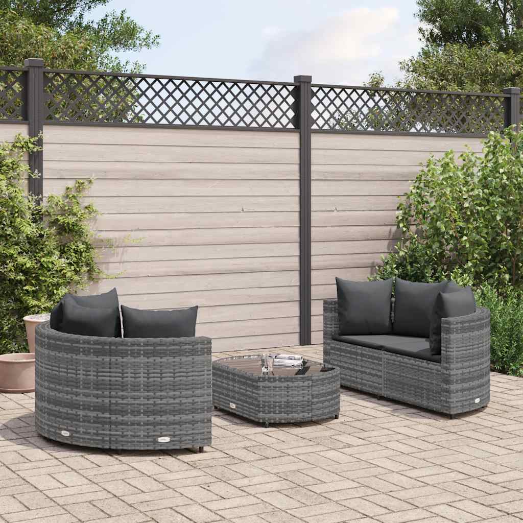 5-Tlg. Garten-Sofagarnitur Mit Kissen Braun Poly Rattan