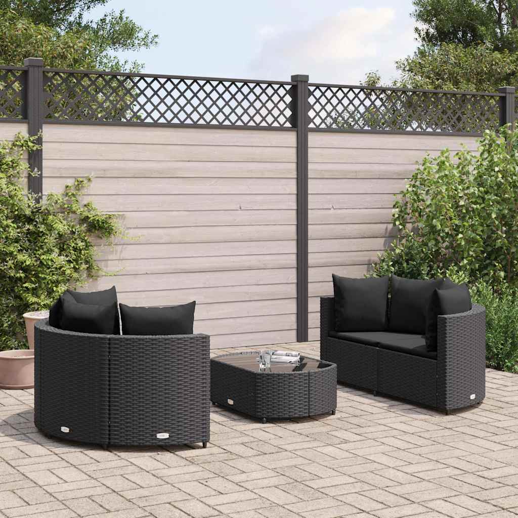 5-Tlg. Garten-Sofagarnitur Mit Kissen Braun Poly Rattan