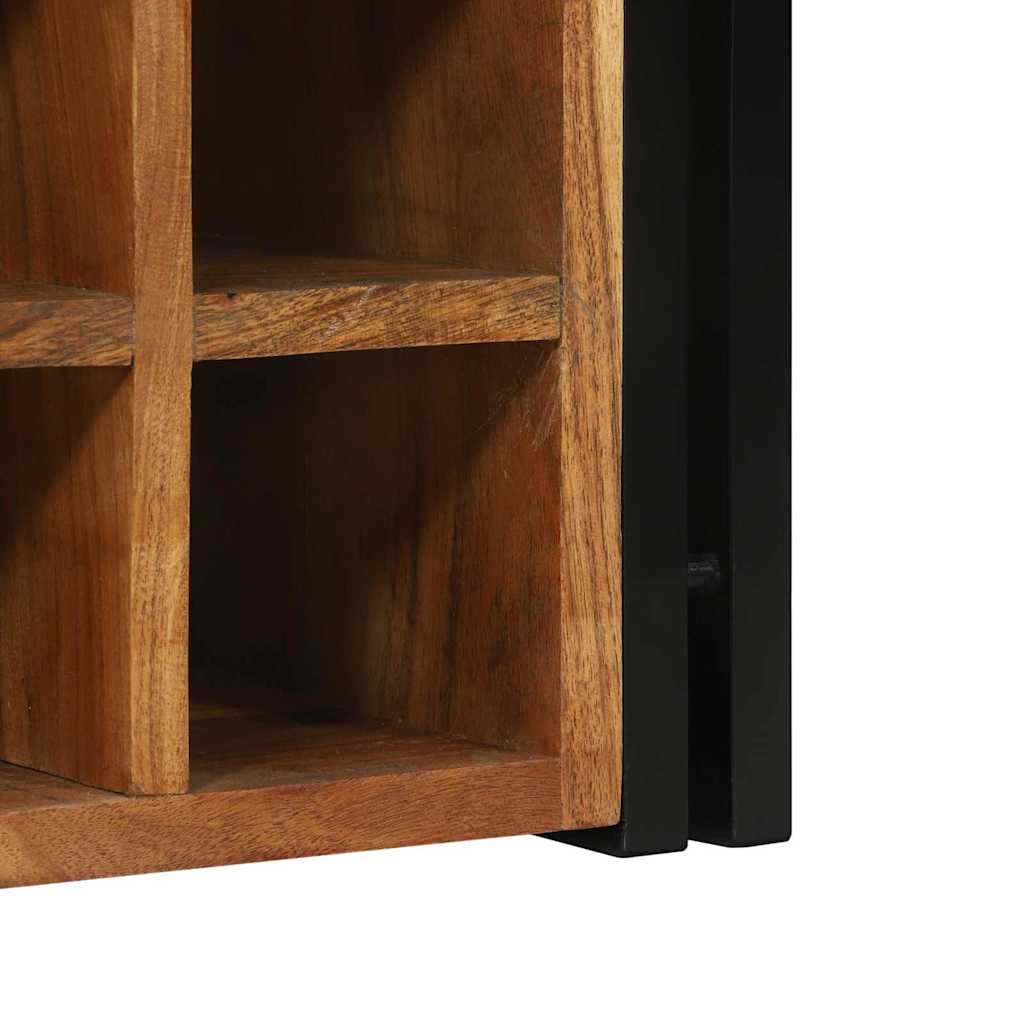 Weinregal Braun Und Schwarz 35 X 35 X 39 Cm Massivholz Akazie