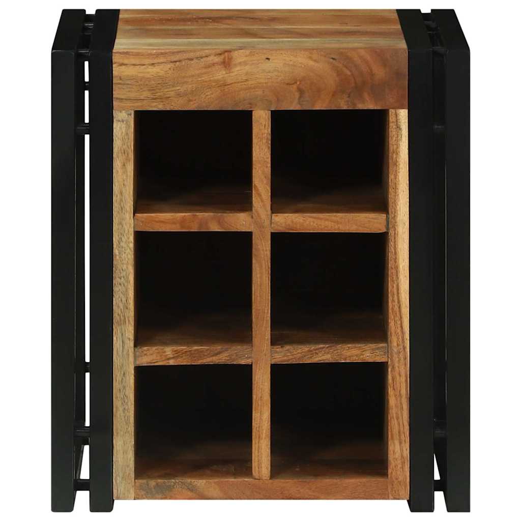 Weinregal Braun Und Schwarz 35 X 35 X 39 Cm Massivholz Akazie