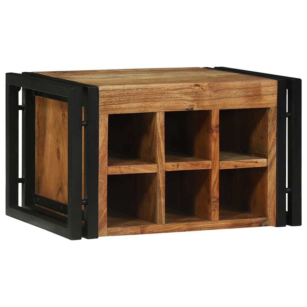 Weinregal Braun Und Schwarz 35 X 35 X 39 Cm Massivholz Akazie