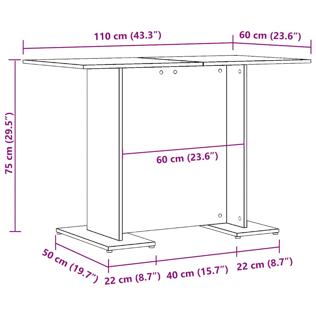 Esstisch 110X60X75 Cm Holzwerkstoff