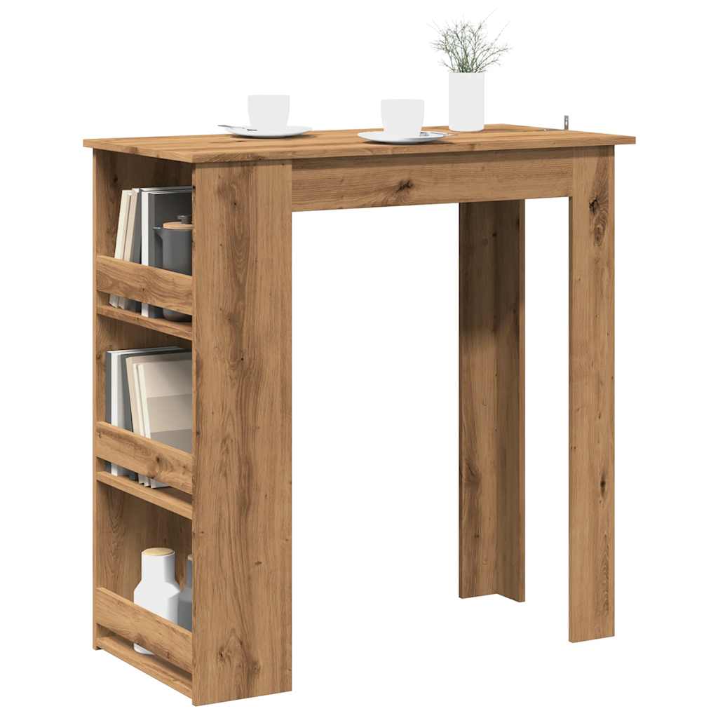 Bartisch Mit Regal Schwarz Eichen-Optik 102X50X103,5 Cm