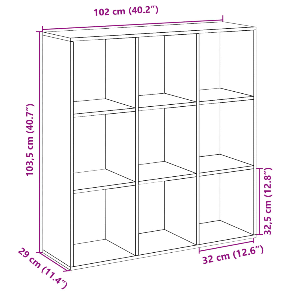 Raumteiler-Bücherregal -Optik 102X29X103,5 Cm