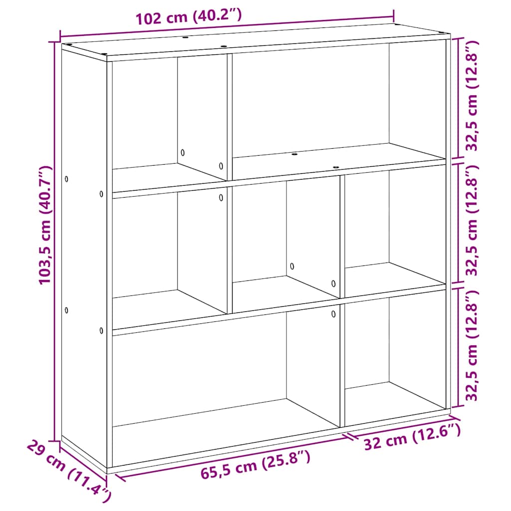 Raumteiler-Bücherregal 102X29X103,5 Cm