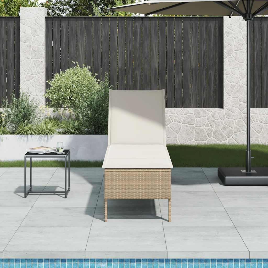 Sonnenliege Mit Auflage 55X200X44 Cm Poly Rattan