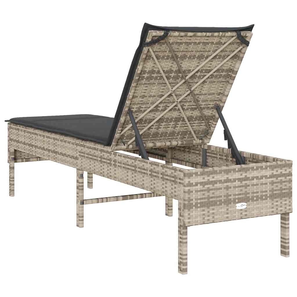 Sonnenliege Mit Auflage 55X200X44 Cm Poly Rattan