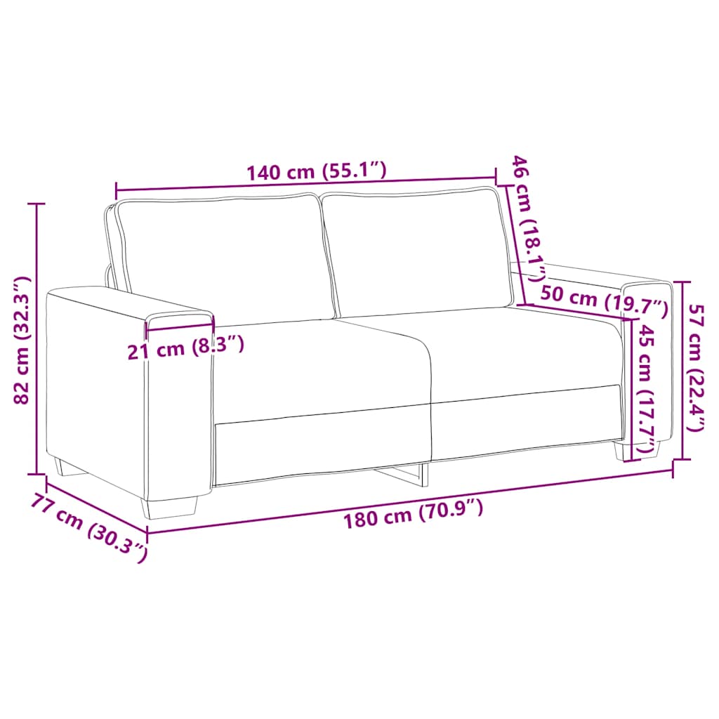 2-Sitzer-Sofa 180X77X82 Cm Stoff