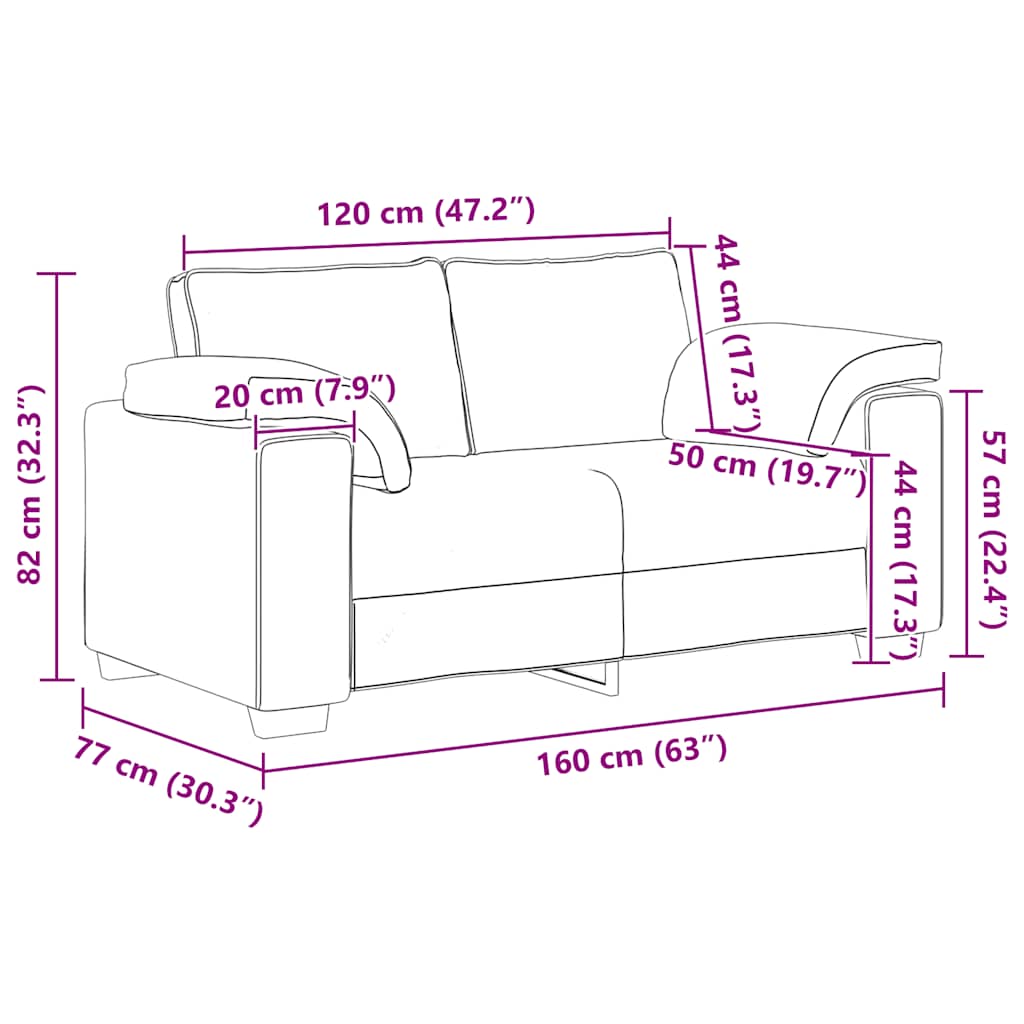 Zweisitzer-Sofa 160X77X82 Cm Samt