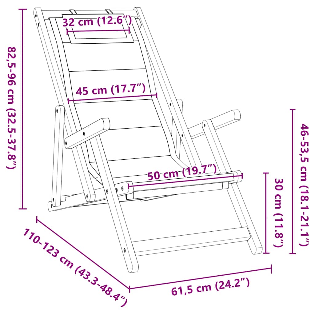 Klappstuhl Mit Armlehnen Akazienholz & Textilene
